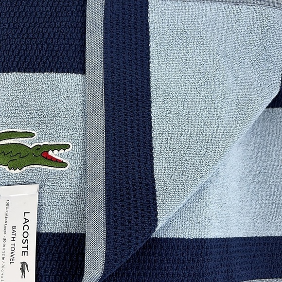 Lacoste Bath Towels Blue Big Green Crocodile Logo 30" x 52" 100% Cotton NEW (3) - Picture 8 of 11